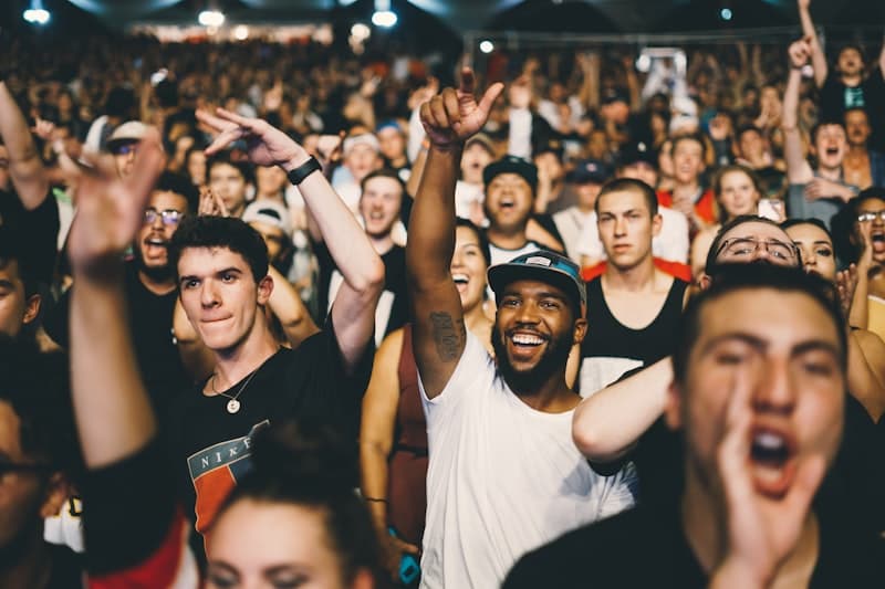 Crowd under stage lights